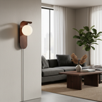 Wall Light – LED Walnut & Wood Globe Lamp