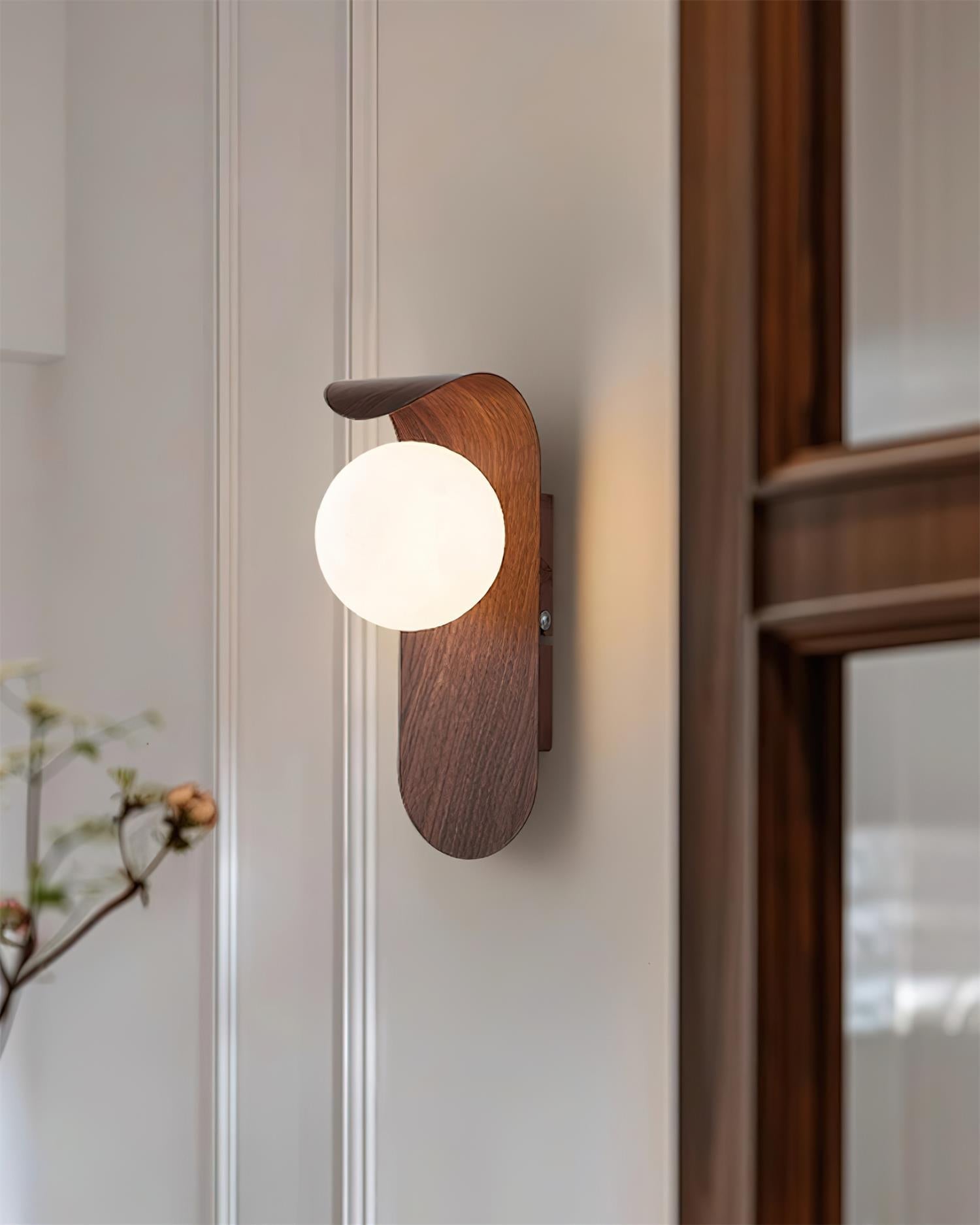 Wall Light – LED Walnut & Wood Globe Lamp