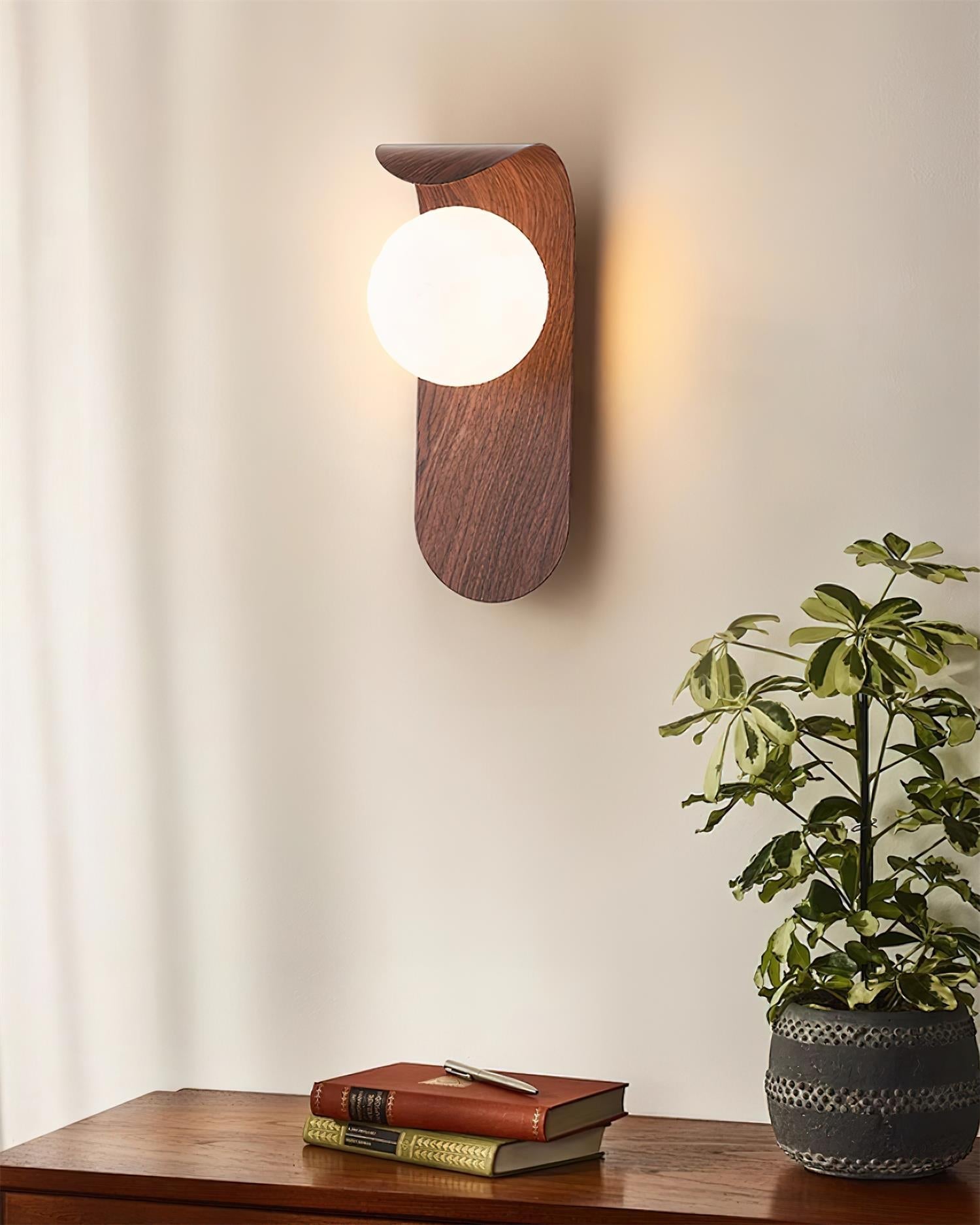 Wall Light – LED Walnut & Wood Globe Lamp