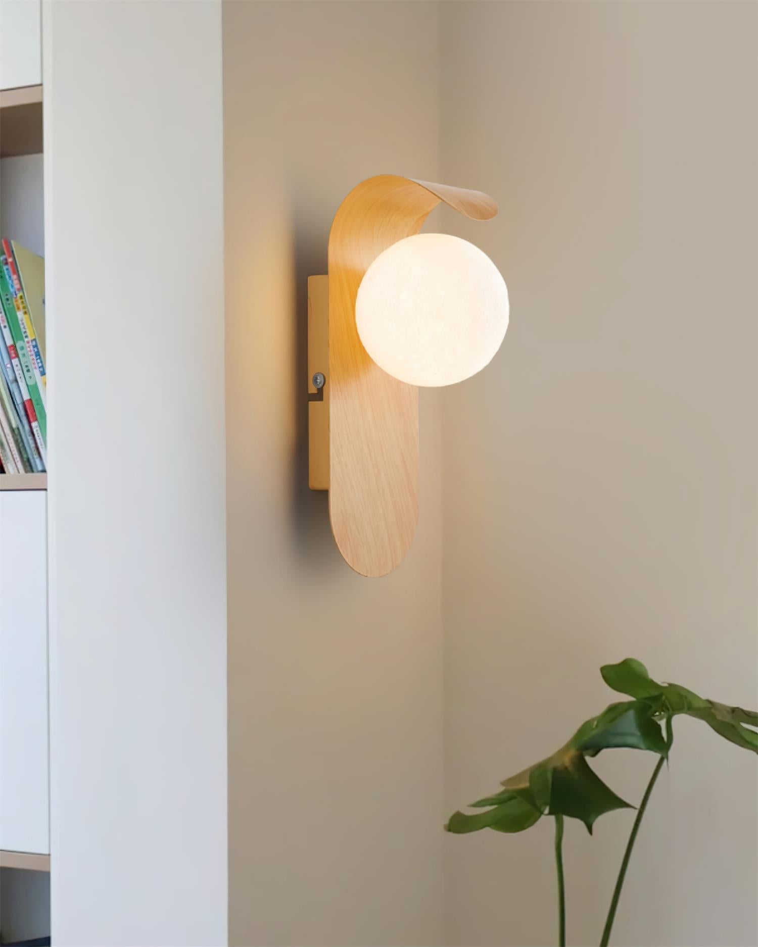 Wall Light – LED Walnut & Wood Globe Lamp