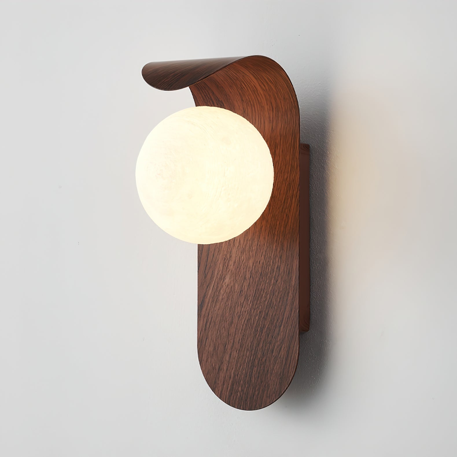 Wall Light – LED Walnut & Wood Globe Lamp