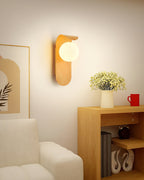 Wall Light – LED Walnut & Wood Globe Lamp