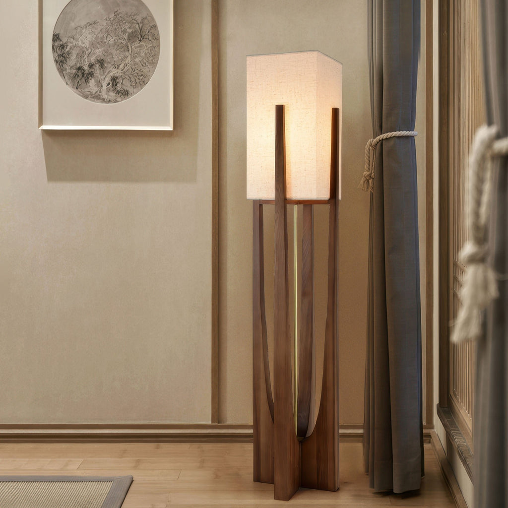 Floor Lamp – Japanese Wooden Walnut Modern LED Standing Lamp