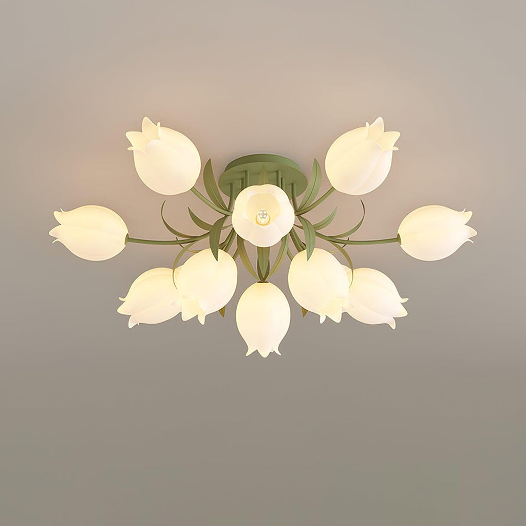 Ceiling Light – Floral LED Lily Lamp in Cream Finish