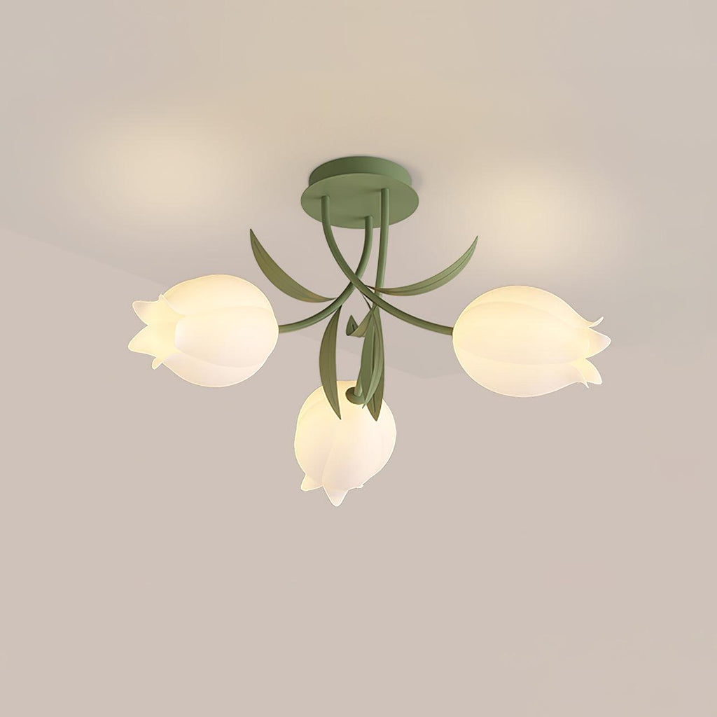 Ceiling Light – Floral LED Lily Lamp in Cream Finish