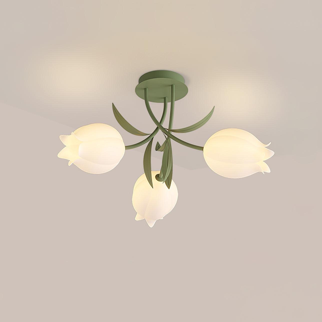 Ceiling Light – Floral LED Lily Lamp in Cream Finish