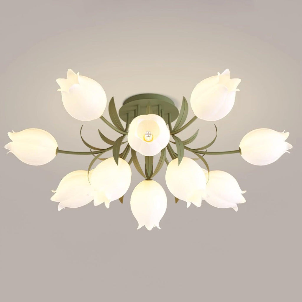 Ceiling Light – Floral LED Lily Lamp in Cream Finish