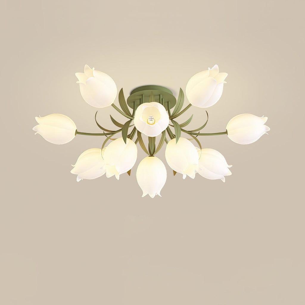 Ceiling Light – Floral LED Lily Lamp in Cream Finish